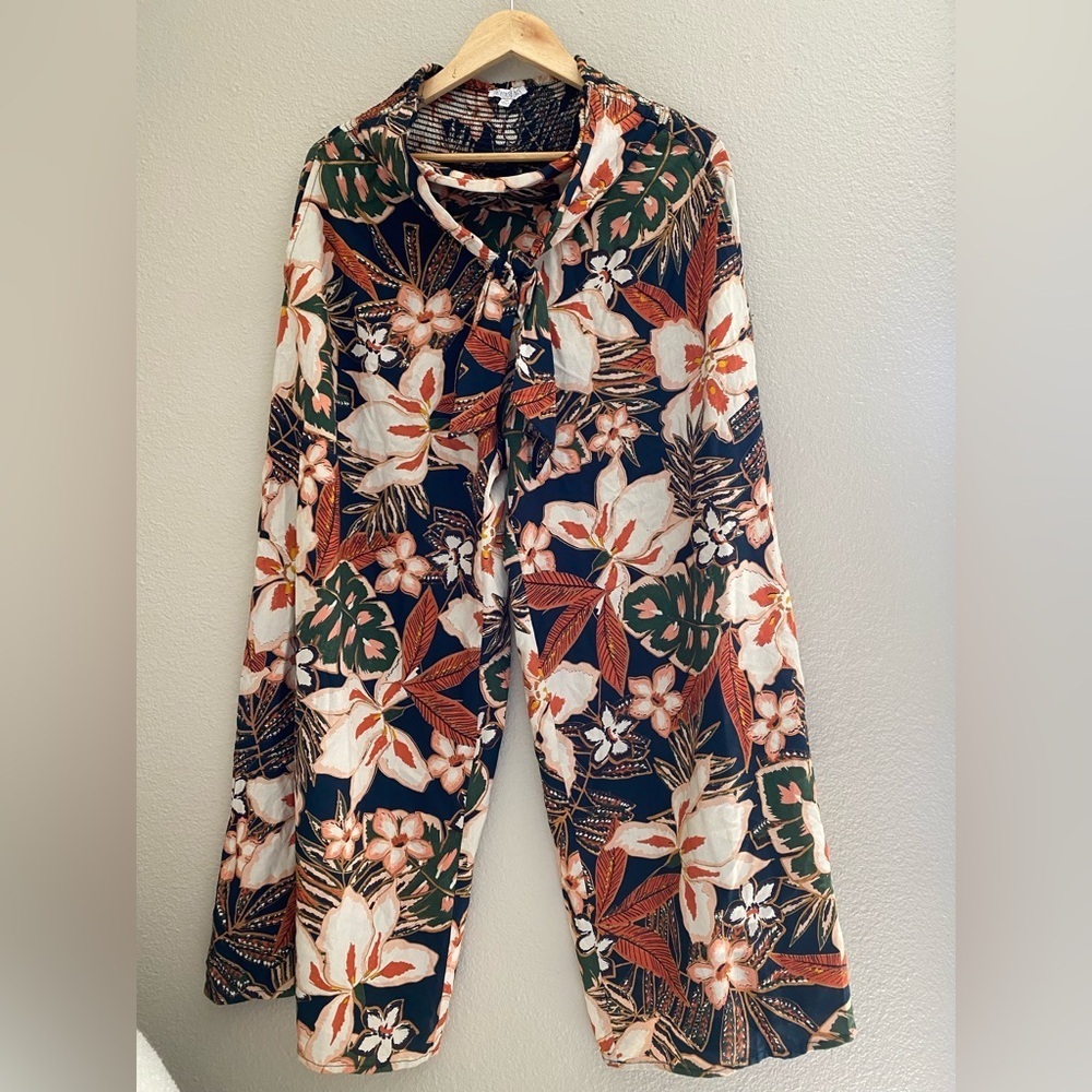 Anthropologie Patrons of Peace boho Floral jumper Wide Leg Pants - Multicolor